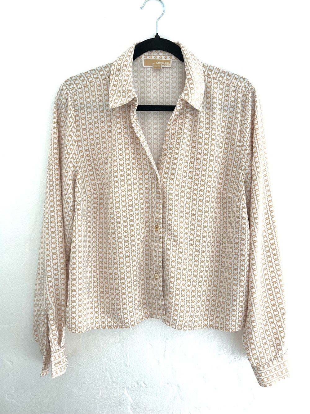 Michael Kors Cream & Tan Chain-Print Button Down Shirt